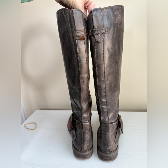 Hinge Distressed Devin Riding Boot Chocolate Brown Country Boho Cottagecore 9.5 - Picture 7 of 12